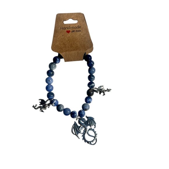 Game of Thrones Inspired Dragon Bracelet with Blue\White Beads NWOT - Picture 2 of 3